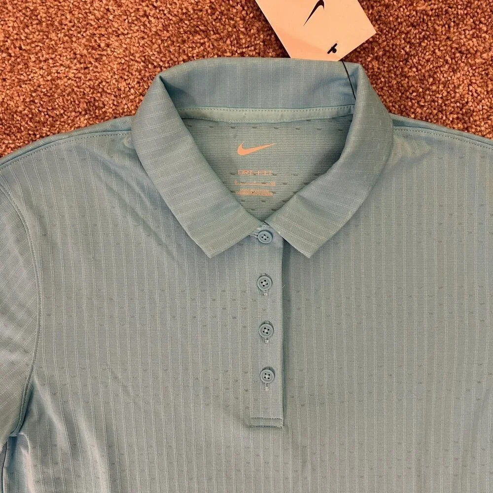 Nike Women’s Dri-Fit Light Blue Short Sleeves Golf Polo Shirt Top Size S NWT $68